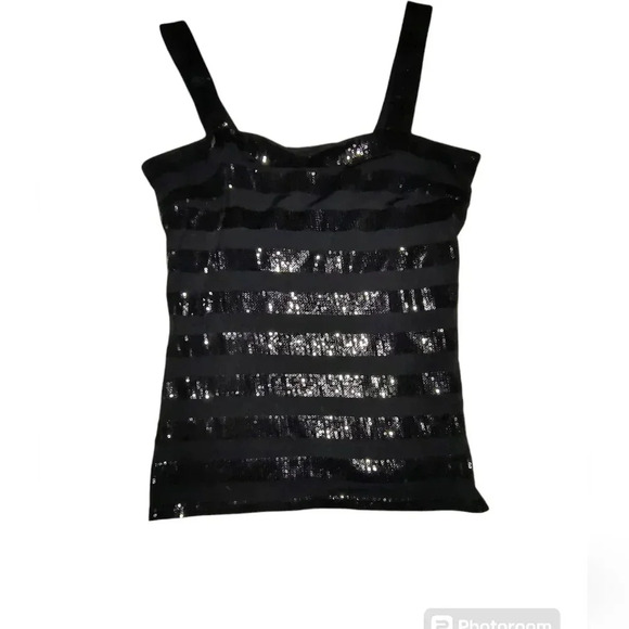 Cache Women's Dressy Stretchy Sequined Tank Top with Shelf Bra, S - Picture 1 of 7